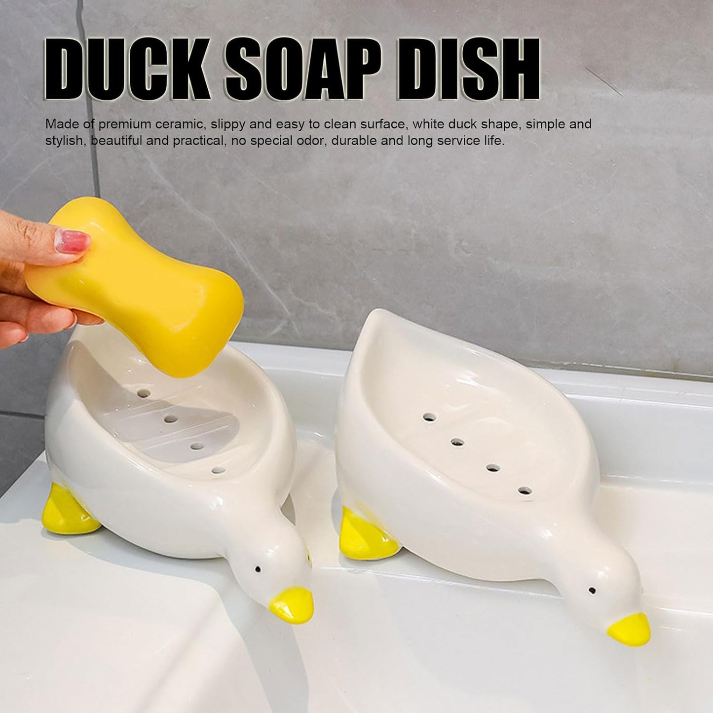 Cute Creative Duck Shape Soap Dish for Bathroom and Kitchen