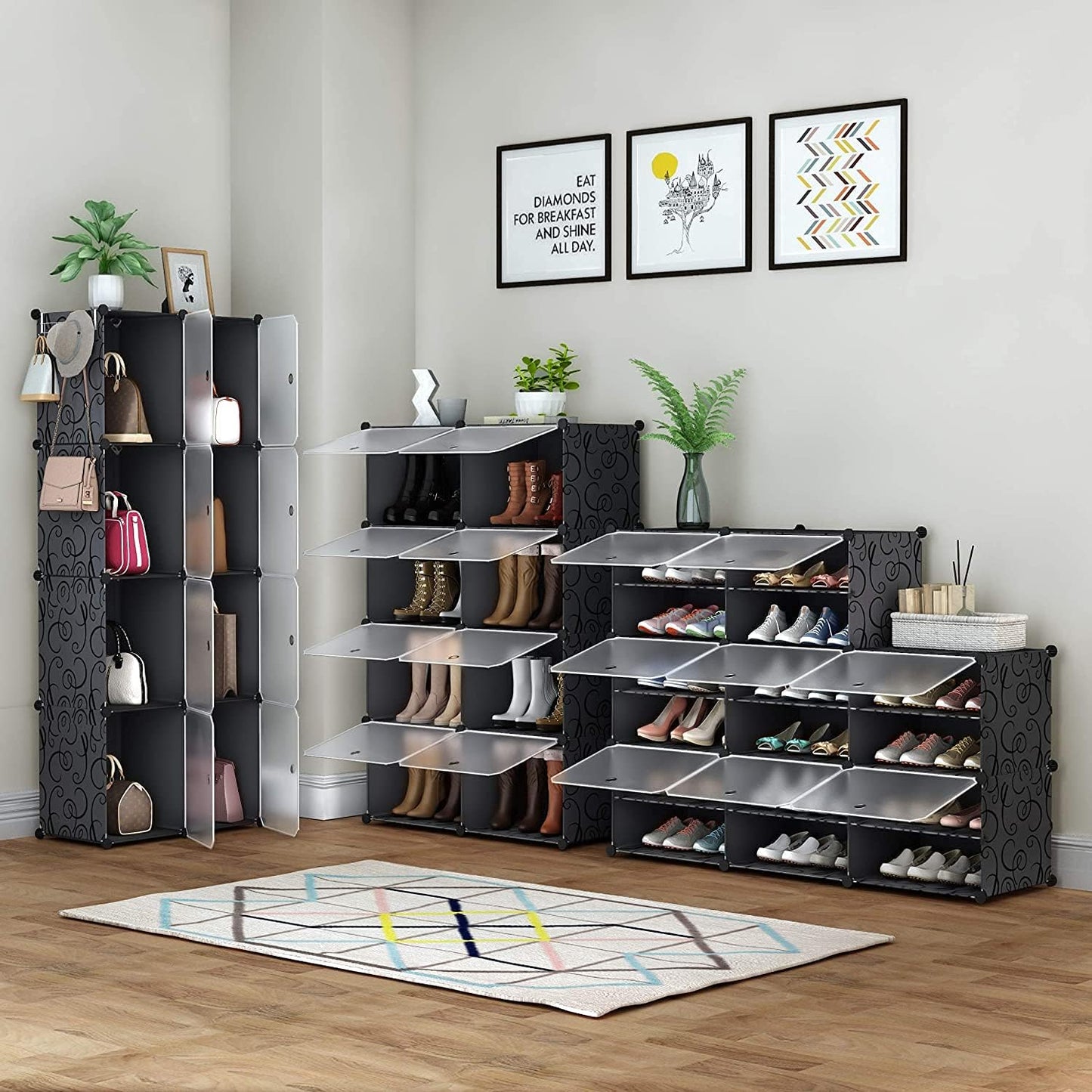 Attachable Cube Cabinet Shoe Rack Modular Storage Organizer