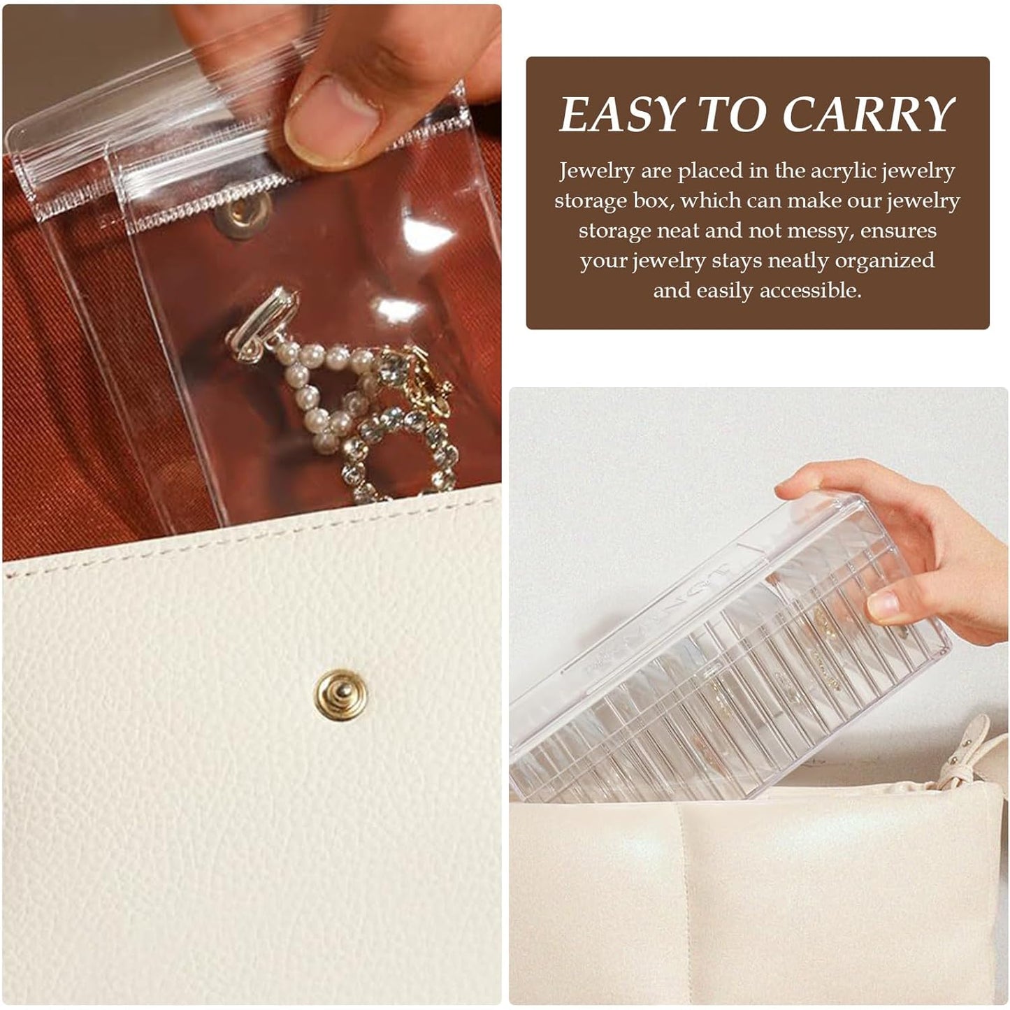 Clear Jewellery Organizer Box with 20 PVC Resealable Zip Bags – Compact Storage for Rings, Earrings, Necklaces & Accessories