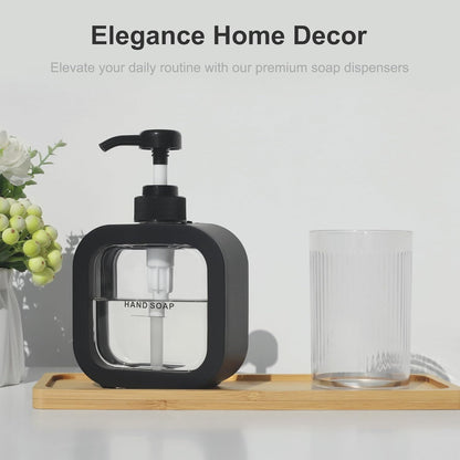 Premium Square Liquid Soap Dispenser Modern Refillable Pump Bottle