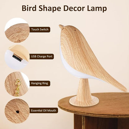 Luxury Bird LED Table Lamp – Wooden Decorative Night Light