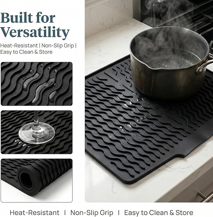 Luxury Silicone Dish Drying Mat for Kitchen Countertop