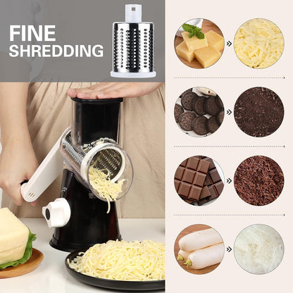 3-in-1 Tabletop Drum Grater Rotary Vegetable Cutter & Slicer