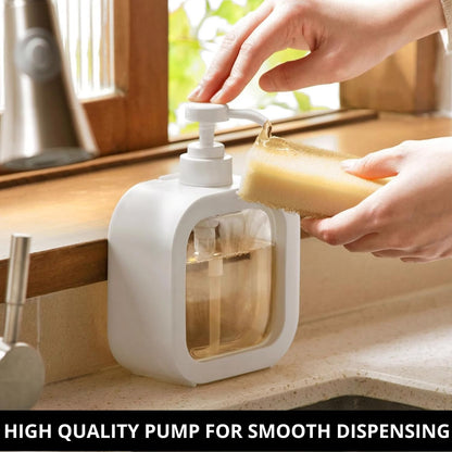 Premium Square Liquid Soap Dispenser Modern Refillable Pump Bottle