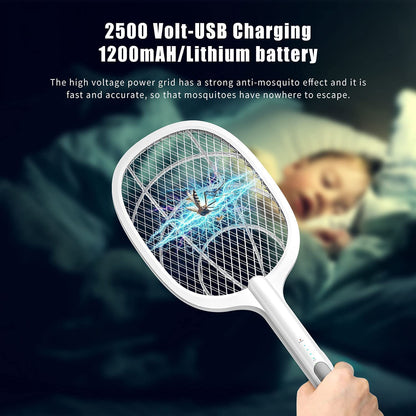 Electric Rechargeable Mosquito Swatter with Base Portable Bug Zapper
