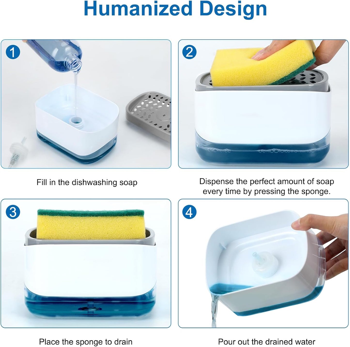 Easy Dispensing Soap Sponge Dispenser for Kitchen Sink