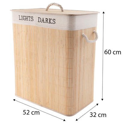 Luxury Bamboo Laundry Hamper with Lid & Removable Liner