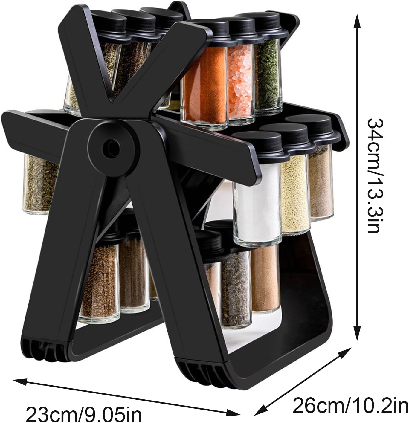 18 Jar Rotating Spice Rack 360° Countertop & Organizer
