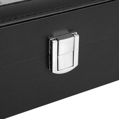 Luxury 12-Slot Watch Organizer Box with Glass Display Lid
