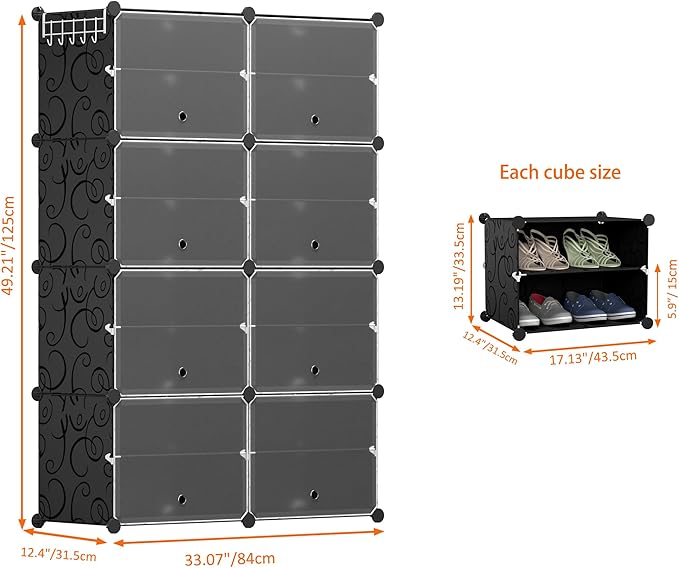 Attachable Cube Cabinet Shoe Rack Modular Storage Organizer
