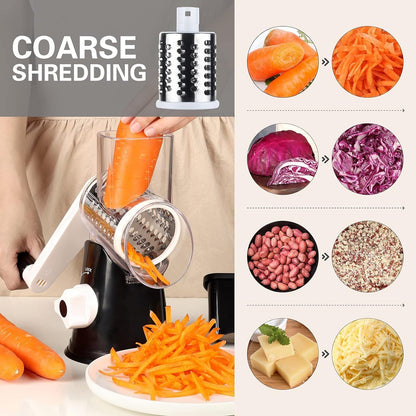 3-in-1 Tabletop Drum Grater Rotary Vegetable Cutter & Slicer