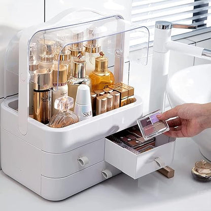 Acrylic Double Door Cosmetic Organizer Makeup Storage Box