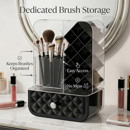 Luxury Dustproof Makeup Brush & Lipstick Organizer with Drawer