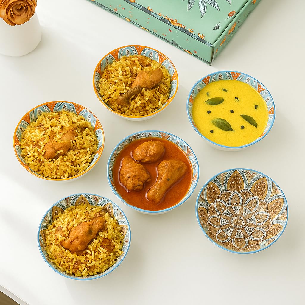 6-Piece Premium Ceramic Bowl Set Handcrafted Design with Gift Box