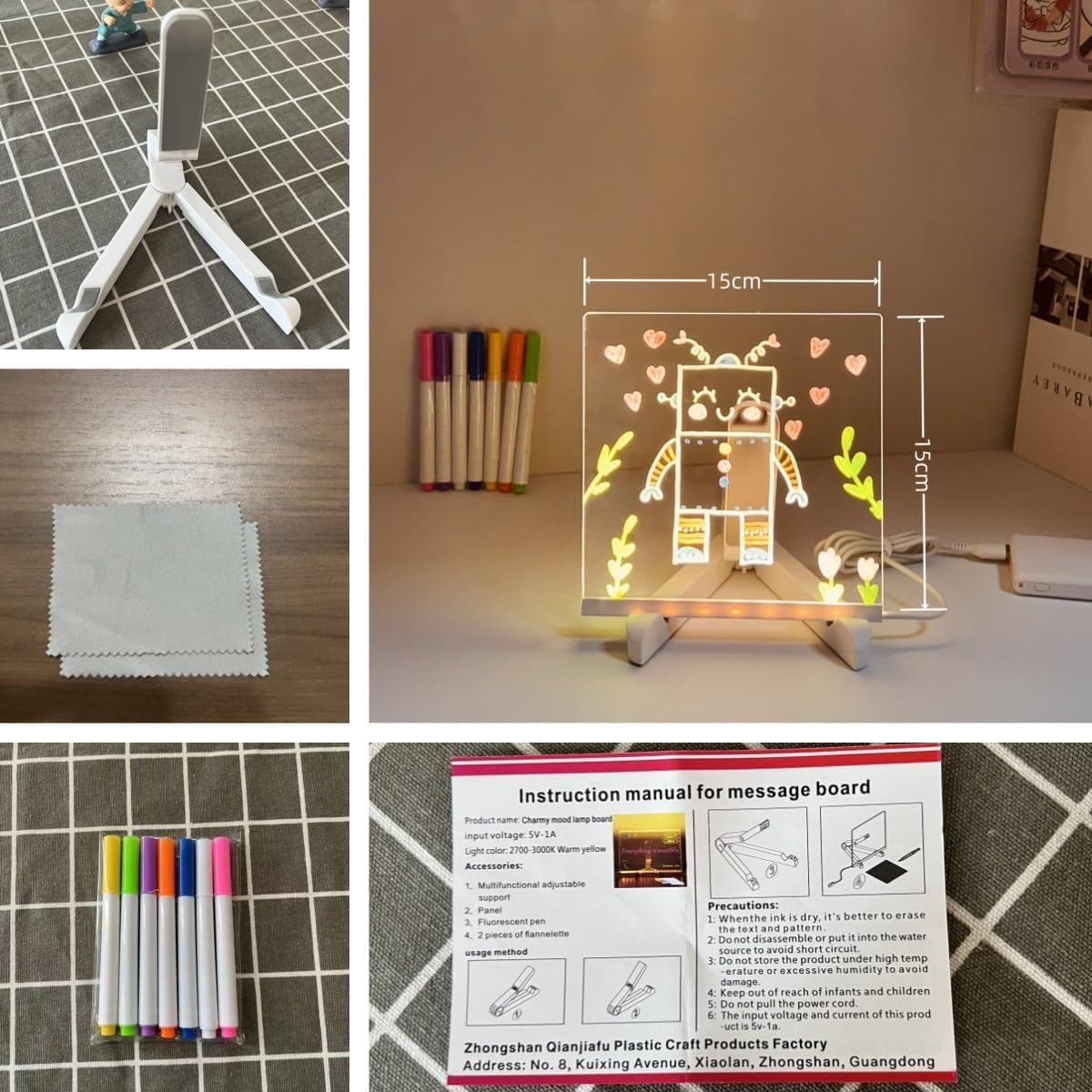 Acrylic Writing Board with LED Touch Base – 3D DIY Night Light for Home & Office