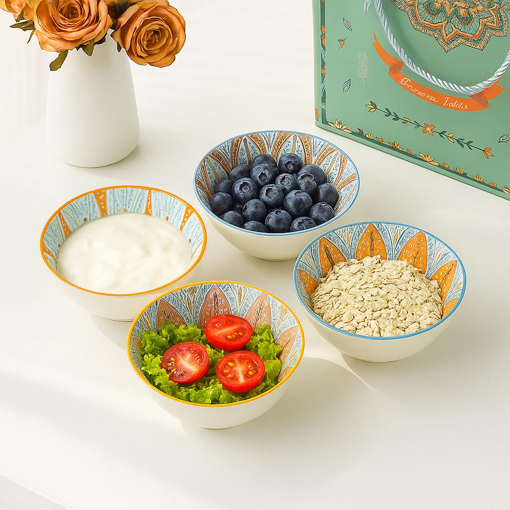 6-Piece Premium Ceramic Bowl Set Handcrafted Design with Gift Box