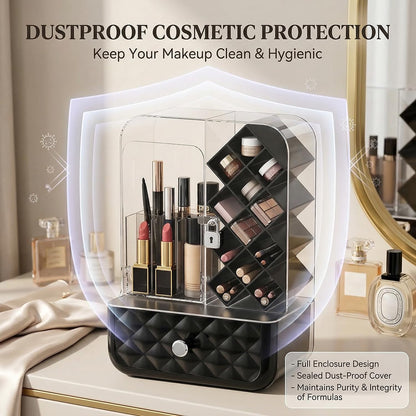 Luxury Dustproof Makeup Brush & Lipstick Organizer with Drawer
