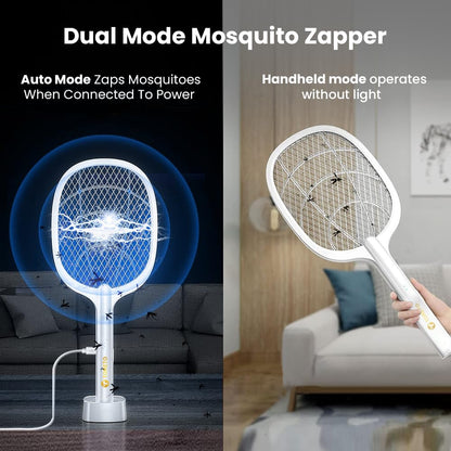 Electric Rechargeable Mosquito Swatter with Base Portable Bug Zapper