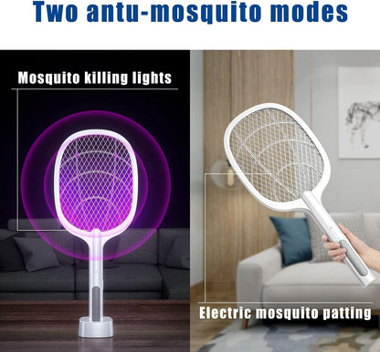 Electric Rechargeable Mosquito Swatter with Base Portable Bug Zapper
