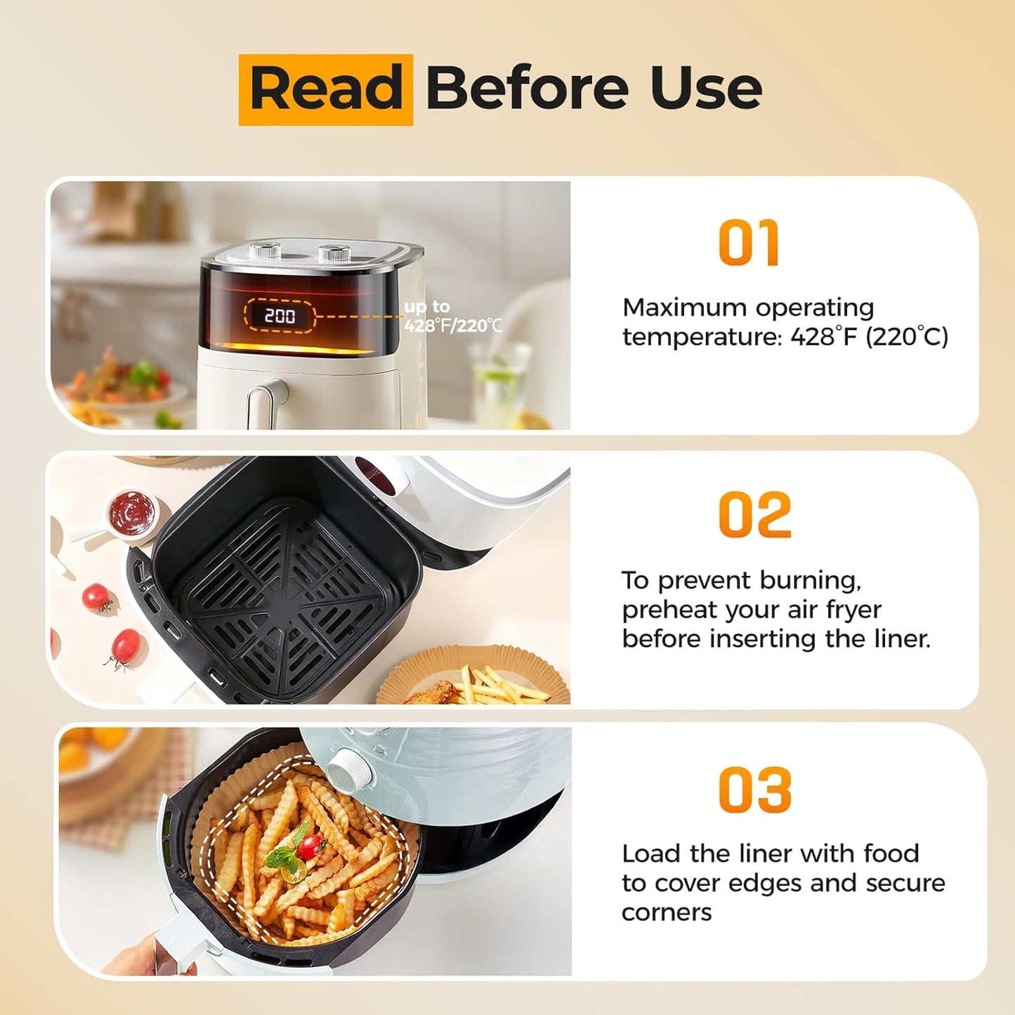 Premium Air Fryer Paper Liners Disposable Baking Sheets – Non Stick Oil Proof Basket Liners