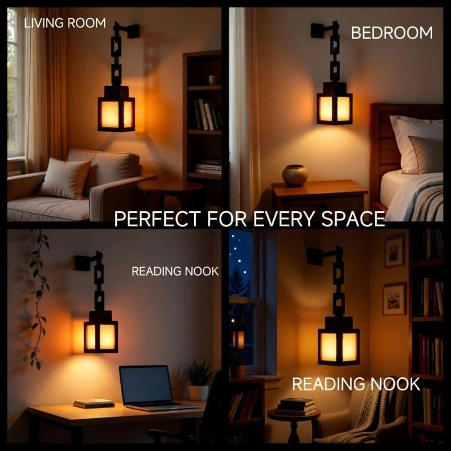 Modern Outdoor Wall Lantern Light – Black & Warm Glow