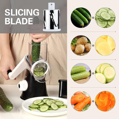 3-in-1 Tabletop Drum Grater Rotary Vegetable Cutter & Slicer