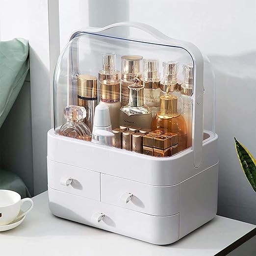 Acrylic Double Door Cosmetic Organizer Makeup Storage Box