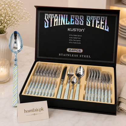 Premium 24-Piece Stainless Steel Cutlery Set with Gift Box