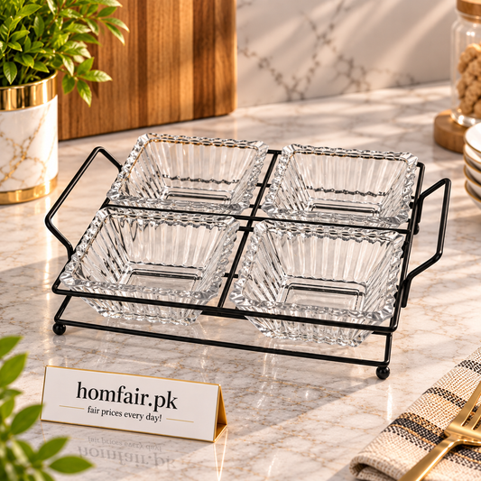 Danny Home Luxury 4-Piece Glass Snack Bowl Set – 250ml Elegant Serving Collection for Entertaining