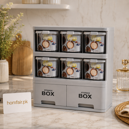 Kitchen Storage Box Organizer with 2 Drawers