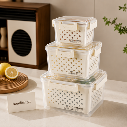 Stackable Fridge & Pantry Storage Container Set with Locking Lid (3pcs)