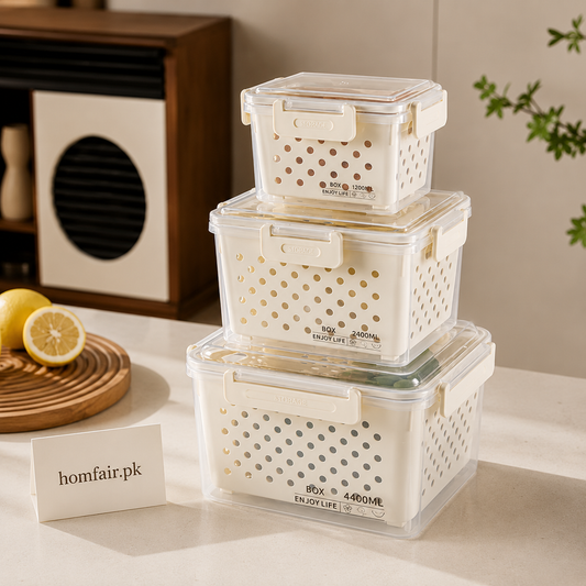 Stackable Fridge & Pantry Storage Container Set with Locking Lid (3pcs)