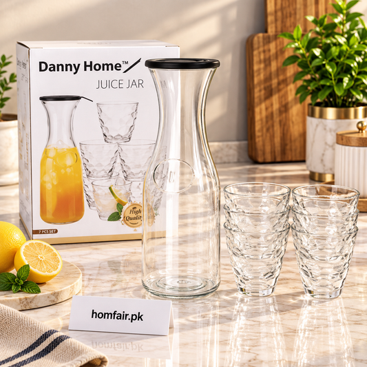 Danny Home Luxury Glass Juice Jar Set – 7-Piece Collection with 1080ml Capacity for Stylish Serving