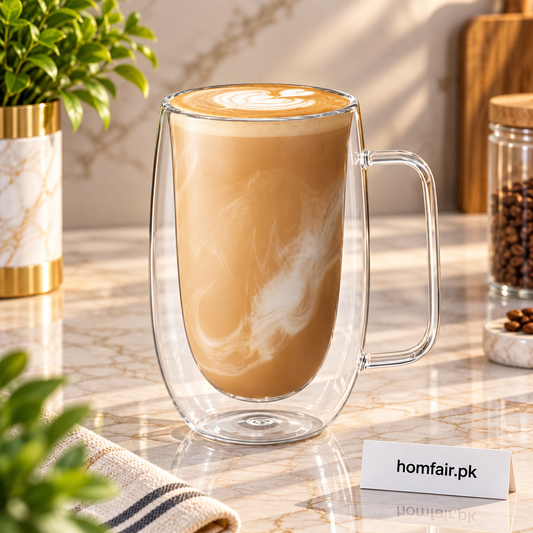 Danny Home Premium Double-Wall Glass Cup Set – 2 Pieces, 350ml Elegant Hot & Cold Beverage Drinkware