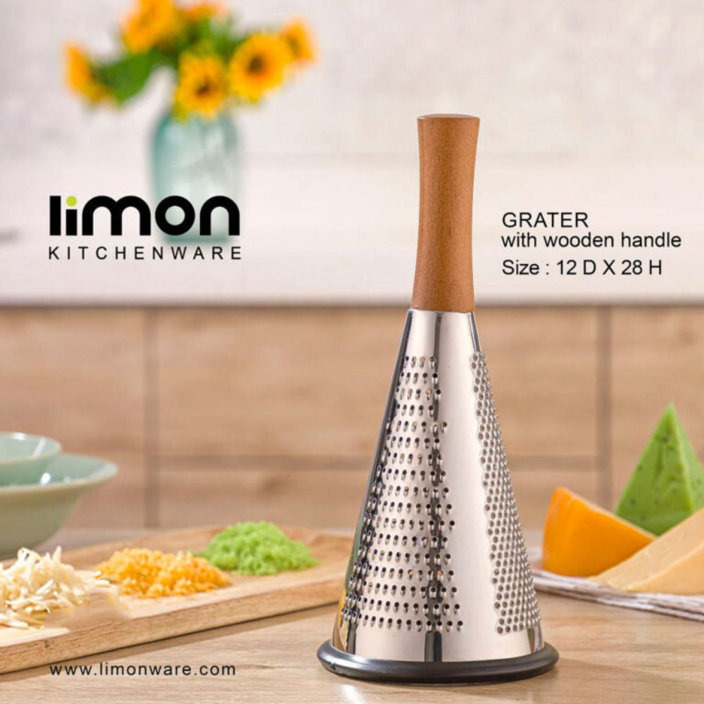 Limon Stainless Steel 3-Sided Grater with Wooden Handle