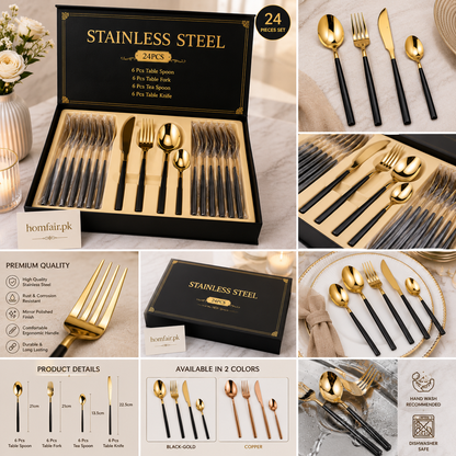 Premium 24-Piece Portuguese Stainless Steel Cutlery Set