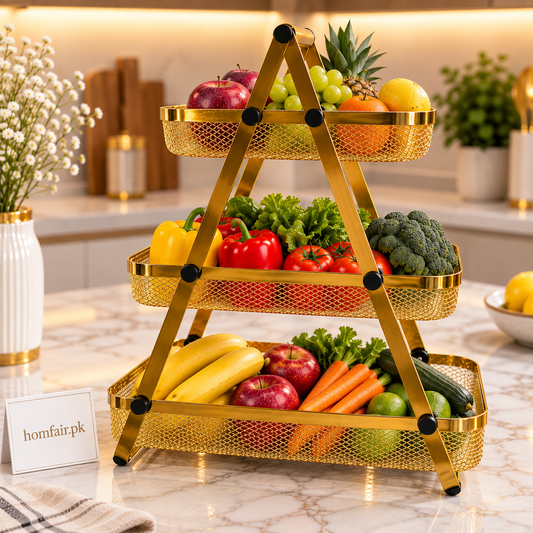 Luxury Golden 3-Tier Fruit & Vegetable Rack