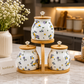 Premium 3-Piece Ceramic Spice Jar Set with Bamboo Stand