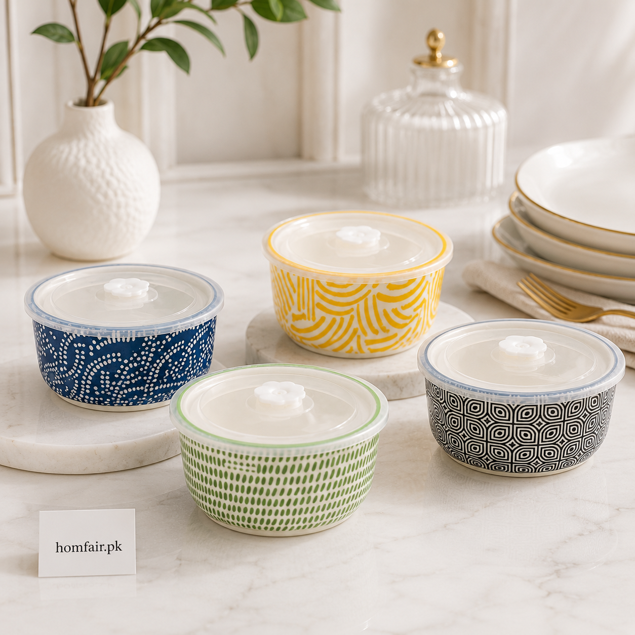 Danny Home Porcelain Food Container – 14cm, 1 Piece