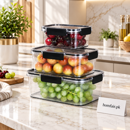 Airtight Food Storage Container Set – 3 Sizes with Locking Lids