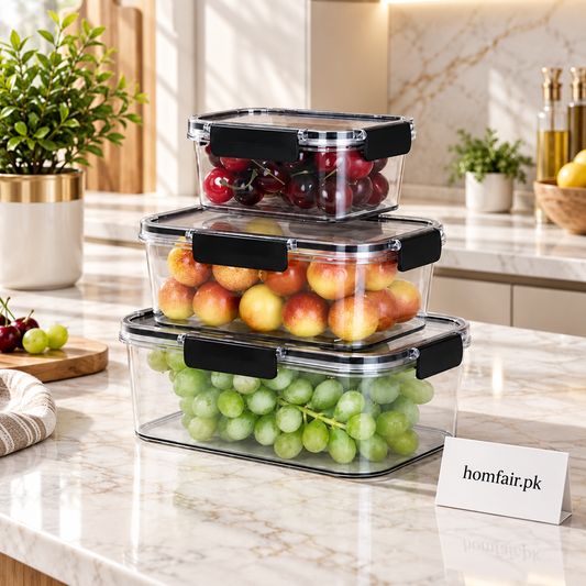 Airtight Food Storage Container Set – 3 Sizes with Locking Lids