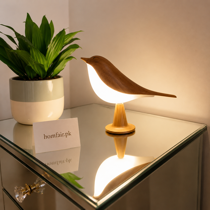 Luxury Bird LED Table Lamp – Wooden Decorative Night Light
