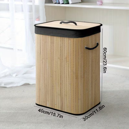 Luxury Foldable Bamboo Laundry Hamper with Lid