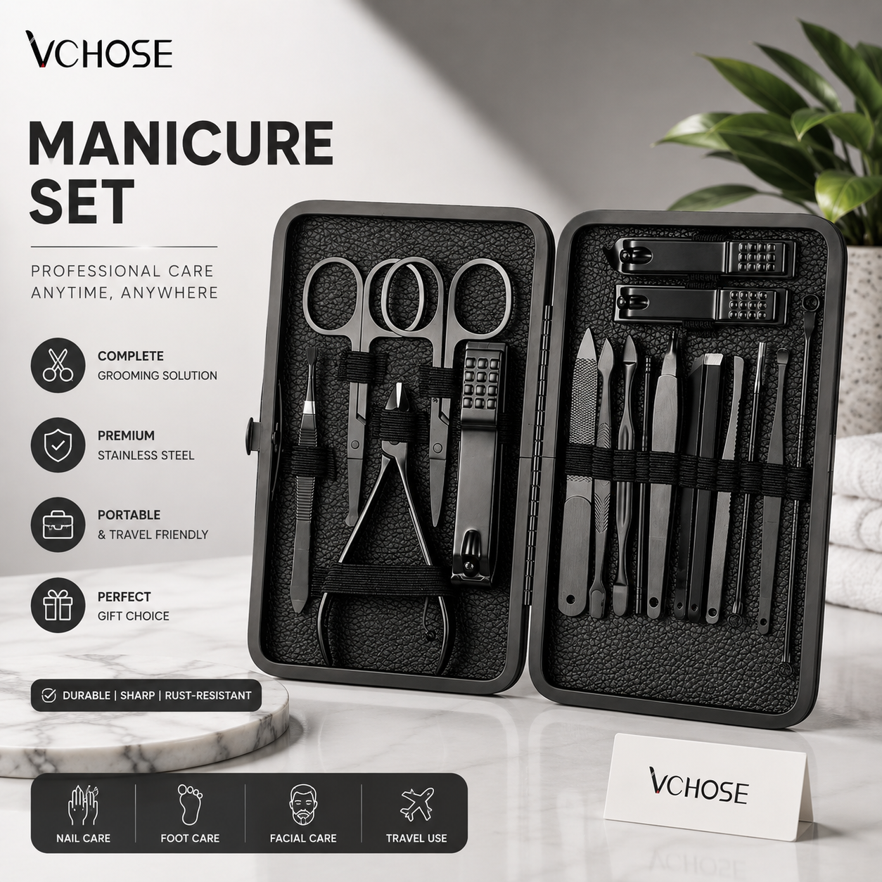 Professional 18-Piece Manicure & Pedicure Set with Travel Case