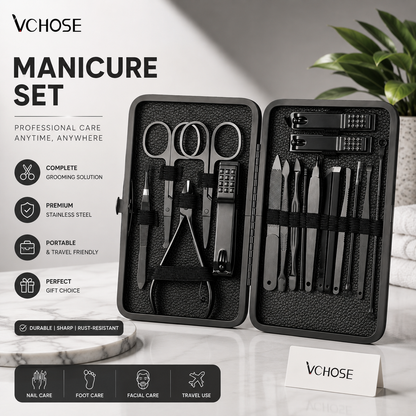 Professional 18-Piece Manicure & Pedicure Set with Travel Case