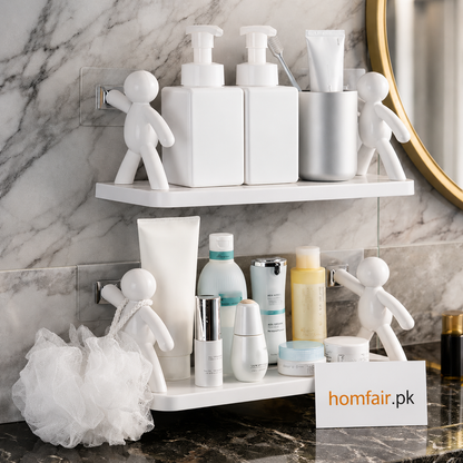Punch Free Storage Rack for Bathroom & Kitchen | Wall Mounted Organizer
