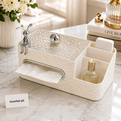 Luxury Multifunction Tissue Box Organizer Desktop & Vanity Storage Holder