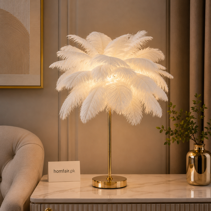 Luxury Feather Table Lamp – Modern Decorative Bedside Light