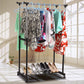 Double-Pole 2 Layer Cloth Hanging Rack Adjustable Clothes Organize