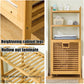 Luxury Bamboo Storage Shelf with Laundry Hamper & Open Shelves – Japandi Bathroom Organizer